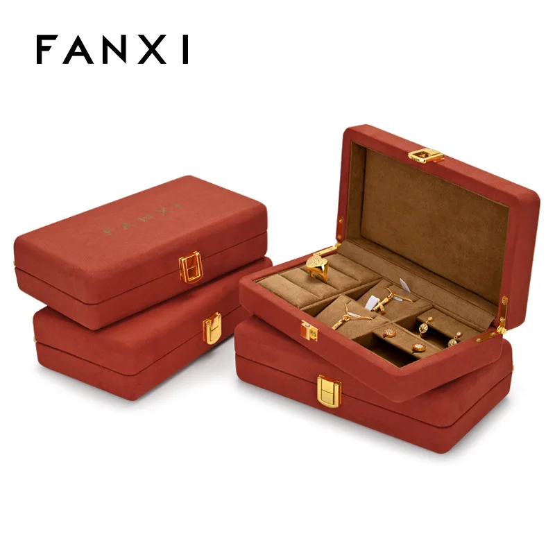 Jewelry Storage Box Ring Earring Pendant Necklace Multifunctional Jewelry Storage Box Orange