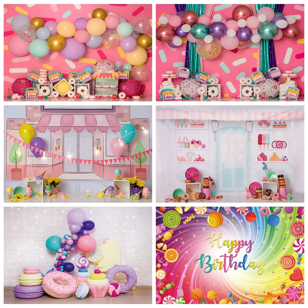 Yeele Candy Shop Theme Party Photocall Sweet Baby Birthday Backdrops Donut Ice Cream Photographic Backgrounds For Photo Studio