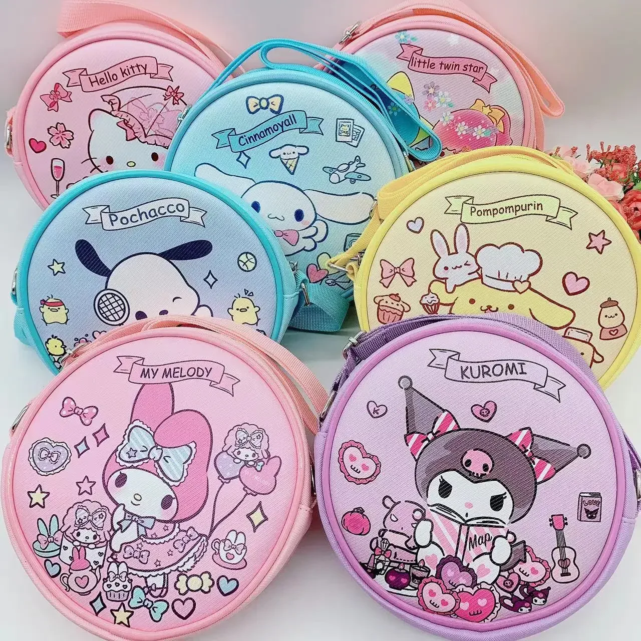 

Sanrioed Kawaii Anime Cartoon series HelloKitty My melody Kuromi Cinnamoroll High-value cute girl oblique cross bag storage bag