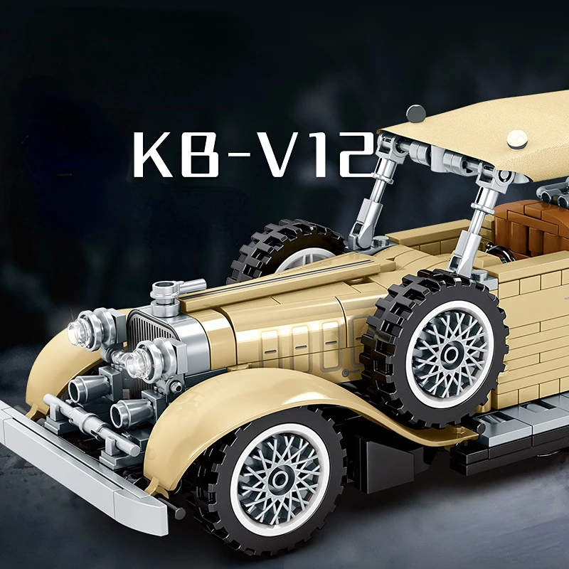 

Technical Classic Vintage Car Building Block American Lincoln Kb V12 Model Pull Back Vehicle Toys Collection For Boys Gifts