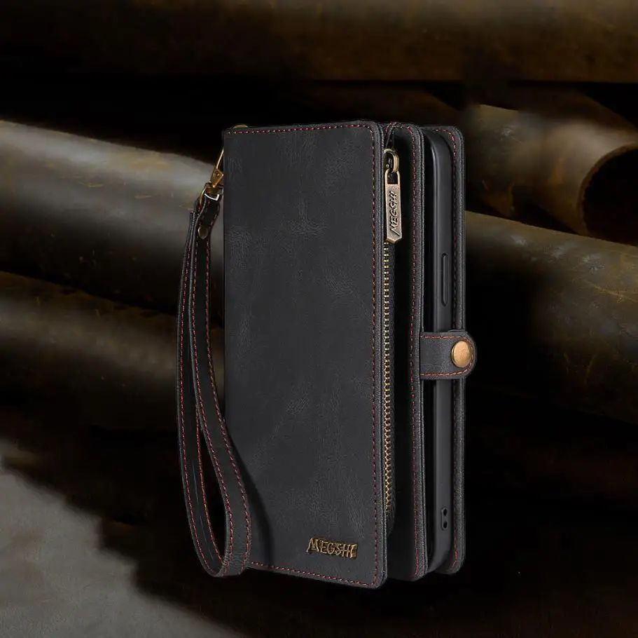 Leather Case For iPhone 14 13 11 X 10 12 Case Women Men Card Holder Strap Wallet Back Case For Apple iPhone 6 S 7 8 Plus SE Case