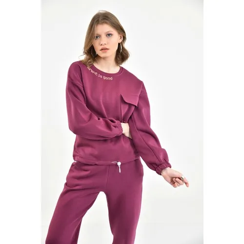 Костюм спортивный женский бордовый с эластичной талией 20565 хлопок 20 эластан |