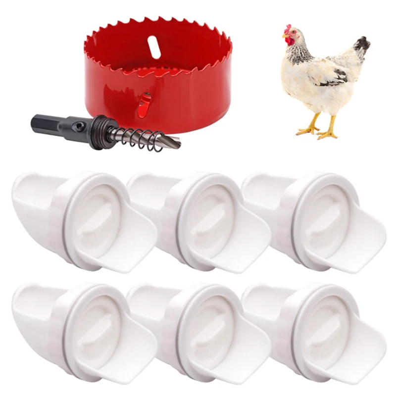 

Automatic Gravity Chicken Duck Feeder Kit Rainproof Poultry Feeder For Feed Buckets Barrels Drums Troughs Reduce Spillage Mess
