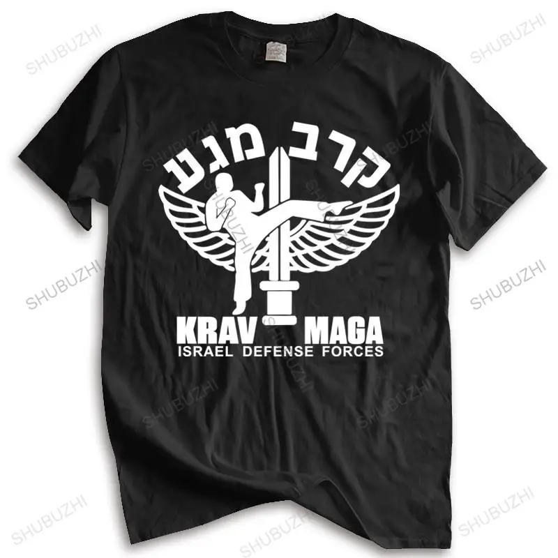 

Мужская хлопчатобумажная футболка топы с круглым вырезом Krav Maga Эмблема передняя и задняя печать под заказ унисекс Teeshirt европейский размер