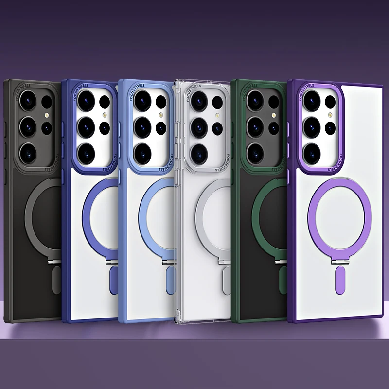 

Shockproof TPU mobile phone case For Samsung S23 Ultra Plus 23 transparent magnetic absorption charging luxury mobile phone case