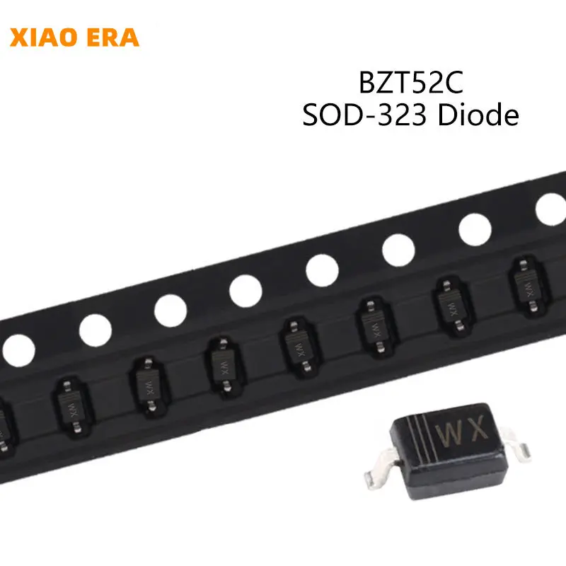 100Pcs SMD Zener Diode SOD-323 BZT52C2V4S WX BZT52C2V7S W1 BZT52C3V0S W2 BZT52C3VS3 W3 BZT52C3V6S W4 BZT52C3V9S W5 BZT52C4V3S W6