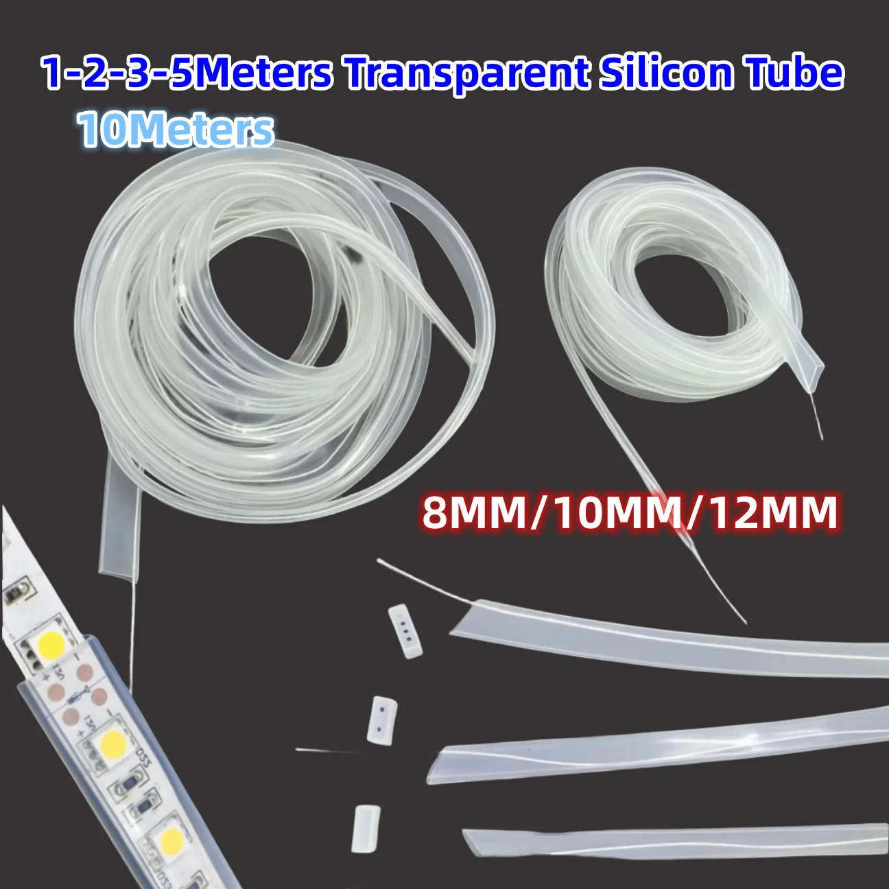 

Прозрачная силиконовая трубка SAGE LU MEI для светодиодной ленты 8/10/12 мм 1-10 метров 24В