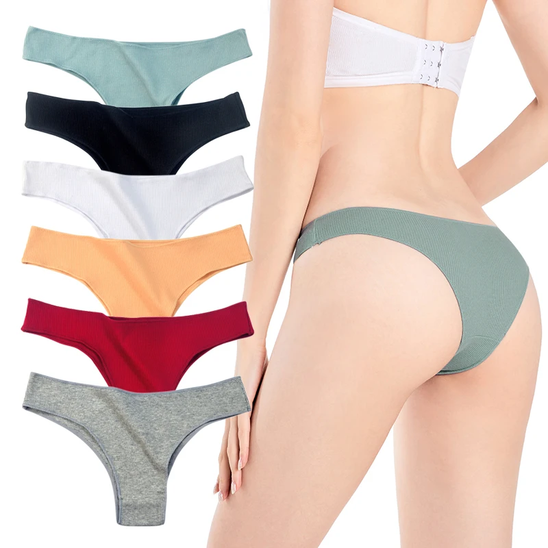 

T-back Briefs Low-waist Underwear Women Sexy Thongs Breathable Cotton Panties Female Underpants Ladies Tanga Panties