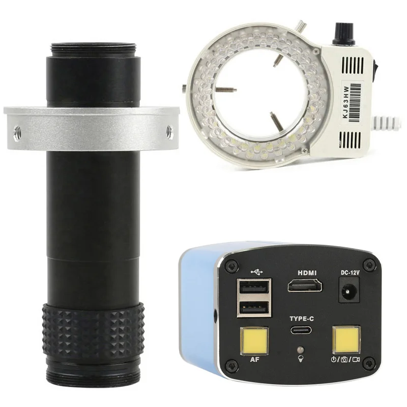 

130X Zoom Long Focus AF Autofocus Measuring HDMI USB Type-c Industrial Microscope Camera Video Recorder C Mount Camera Set Tools