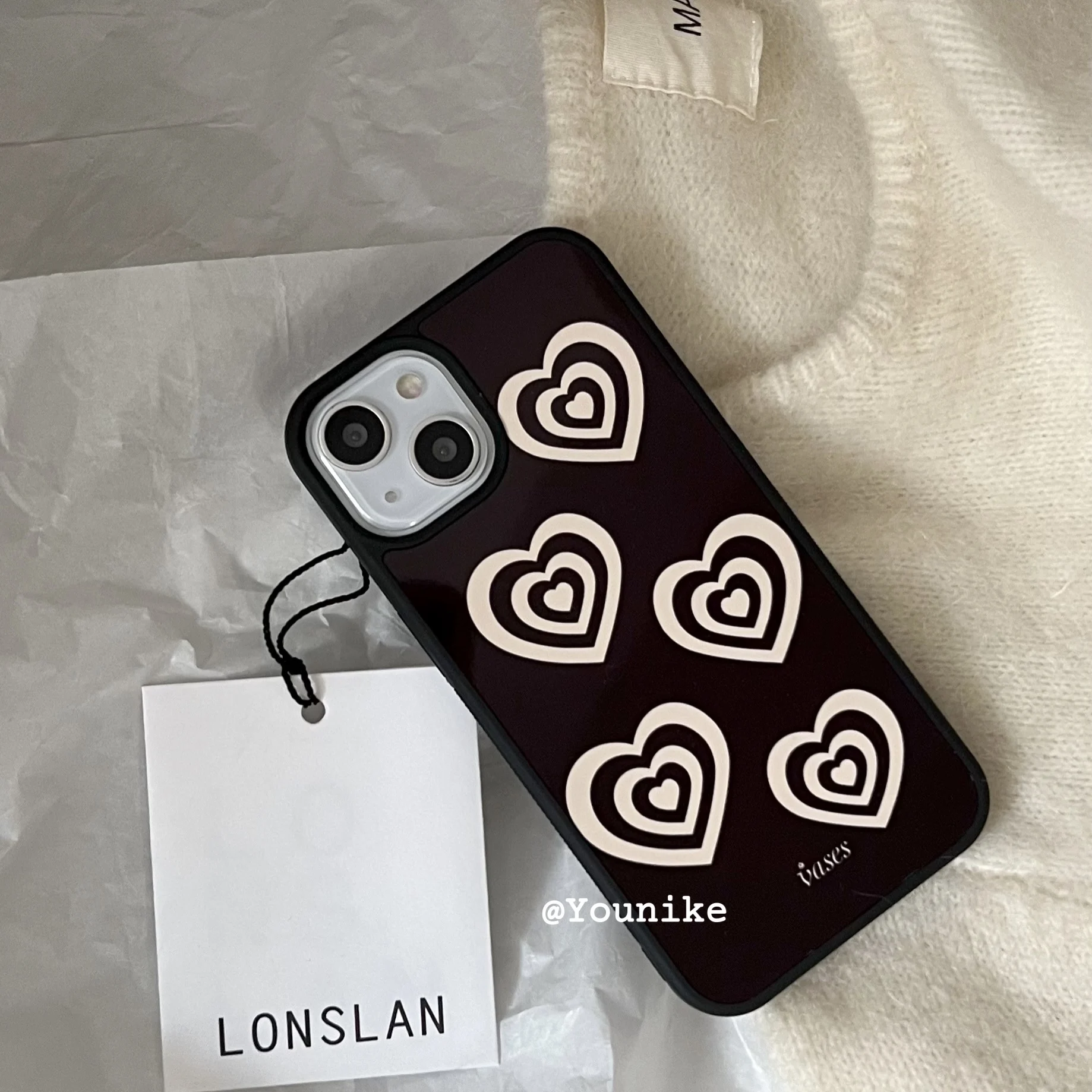 

Korean INS autumn and winter temperament love is suitable for iphone13pro/14promax Apple 12/11 mobile phone case case