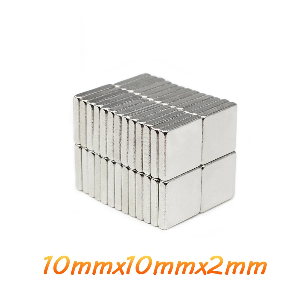 10/20/50/100/150/200/300/1000PCS 10x10x2 Square Strong Powerful Magnets 10*10*2 mm Block Rare Earth Neodymium Magnet 10x10x2mm |