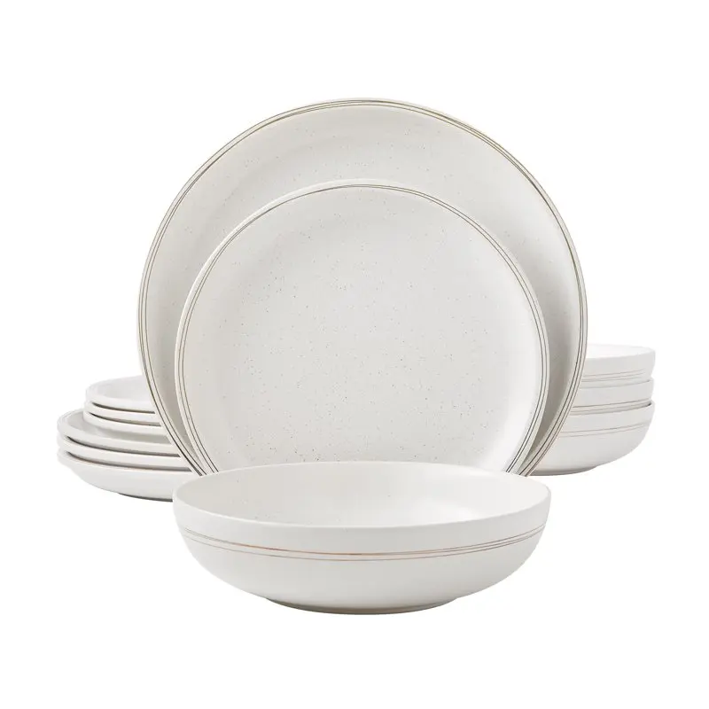 

Gold Frost 12 Piece Stoneware Dinnerware Set Kitchen Accessories