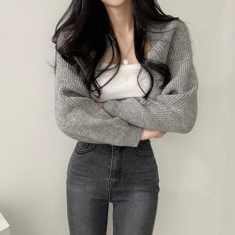 Винтажный Женский Кардиган Повседневный Свитер С Длинными Рукавами Уличная