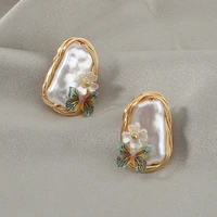 fashion baroque pearl butterfly earrings casual party stud earrings ladies glamour jewelry new 2022