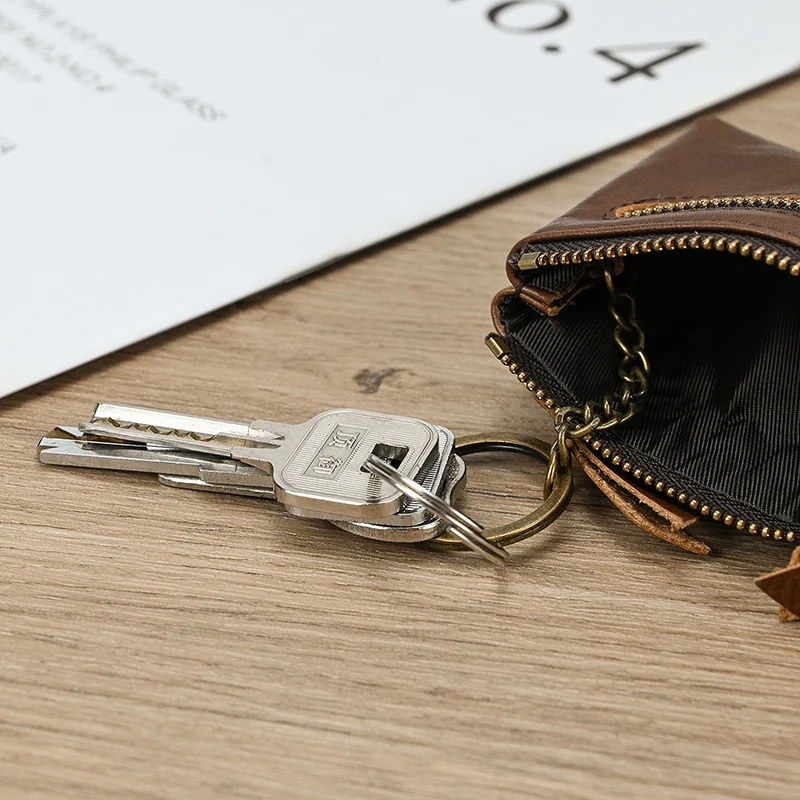 Мужской кошелек из натуральной кожи на молнии маленький короткий с отделением