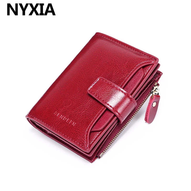 

NYXIA Women Wallet Short Genuine Leather Zipper Cowhide Wallets With Chain Cute Small Coin Purse Money Bag Wallet For Women