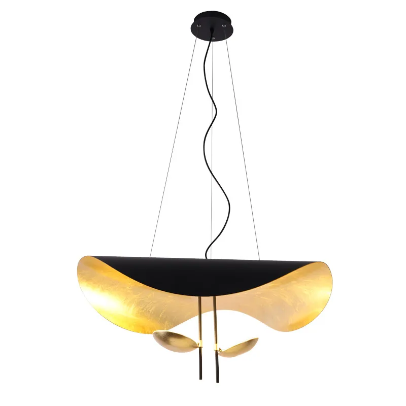 

Postmodern Curved Surface LED Pendant Lights Flying Saucer Hat Art Home Decor Hanglamp Living Room Restaurant Kitchen Lights
