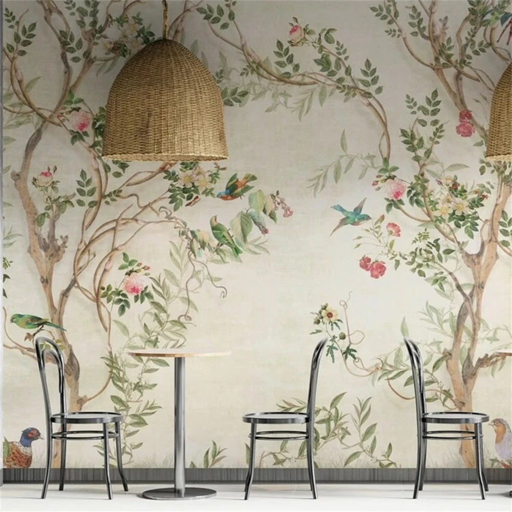 

Пользовательские современные минималистичные желто-зеленые обои с листьями для стен спальни, деревянная фреска, 3D обои, фон, украшение дома