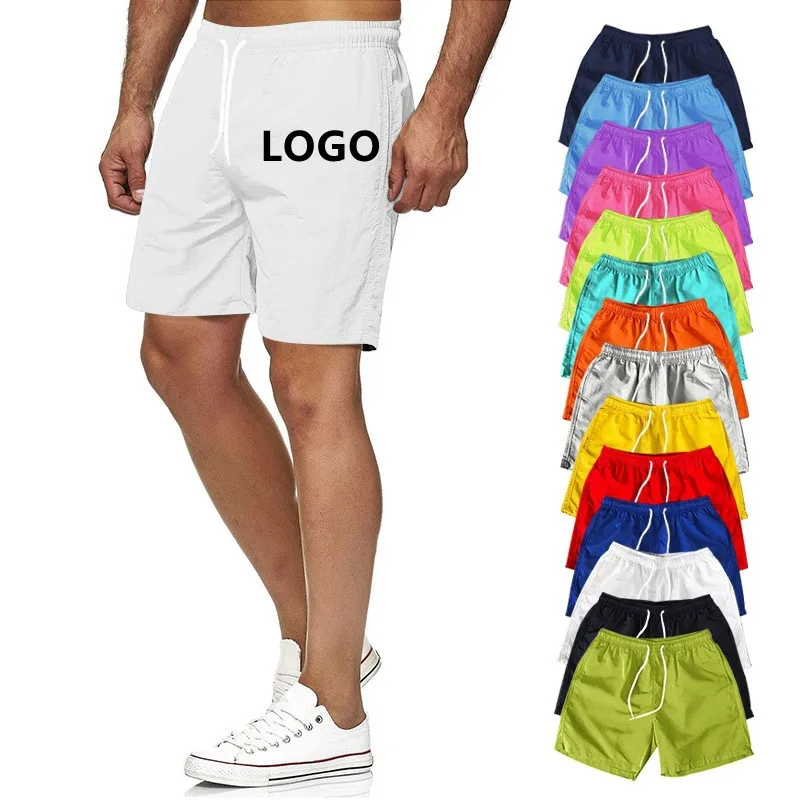 Custom LOGO Men's Summer Casual Shorts Gym Workout Running Fitness Short Pant Fashion Beach Wear Swimtrunks