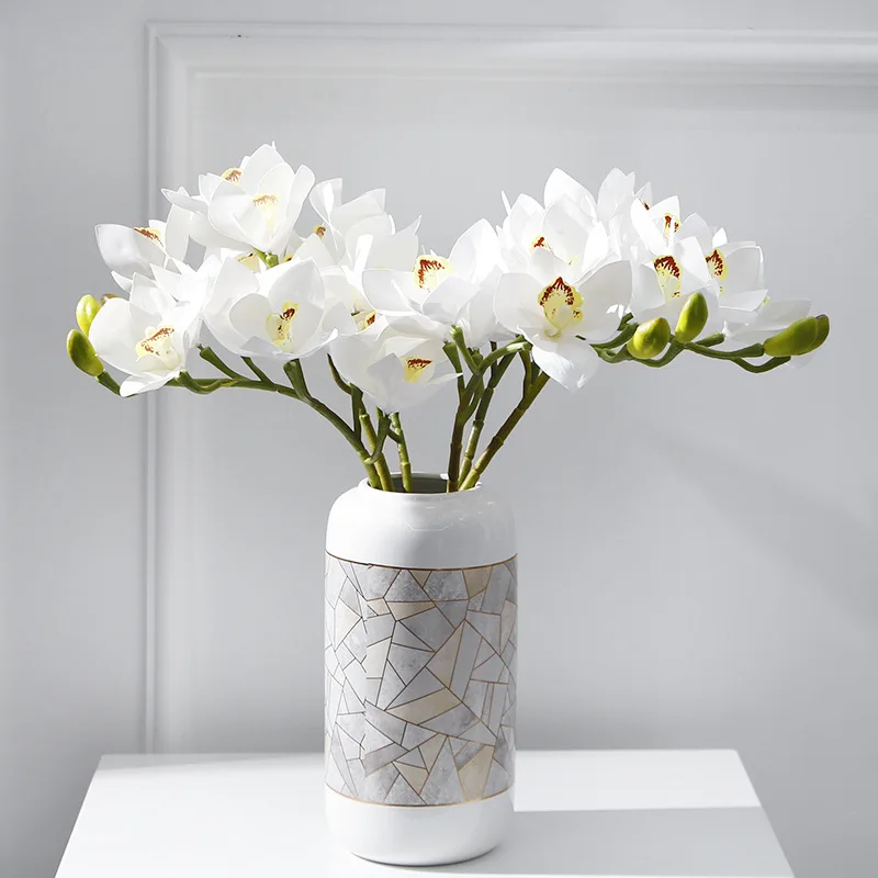 

10Heads Big Artificial Orchid Flower Moth Butterfly Orchid Home Wedding Party Decoration Silk Flores Home Decor Comfort Interior