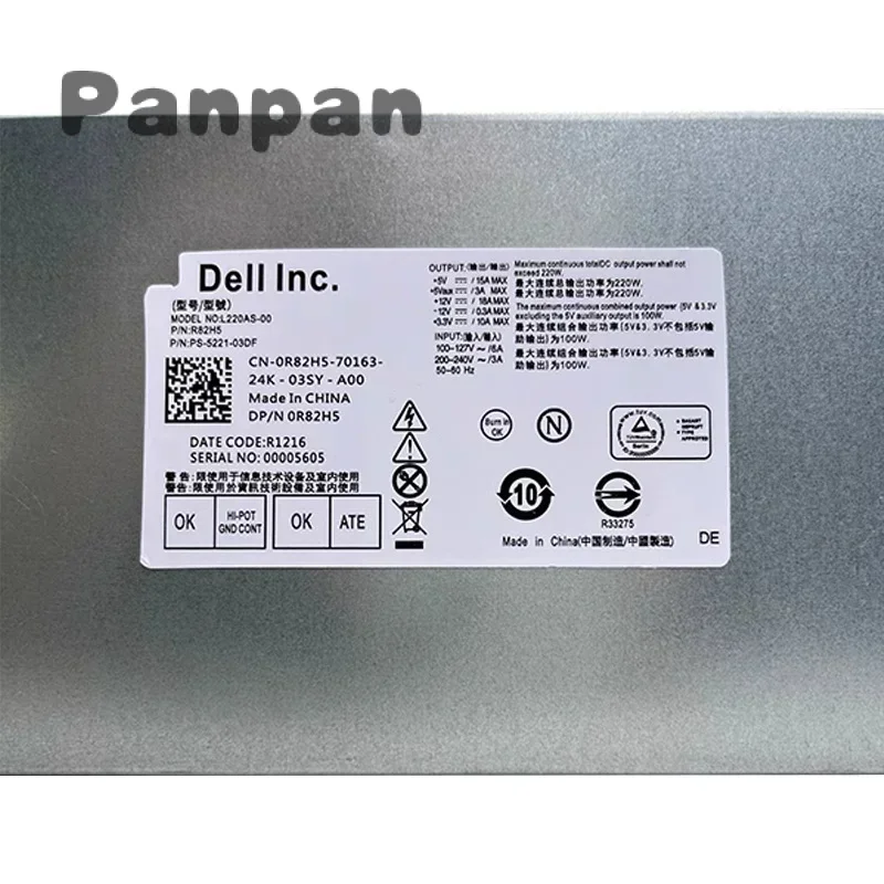Новый оригинальный блок питания для DELL 660S 270S 220 Вт L220AS-00 H220NS-00 R82H5 TTXYJ O 429K9 100%