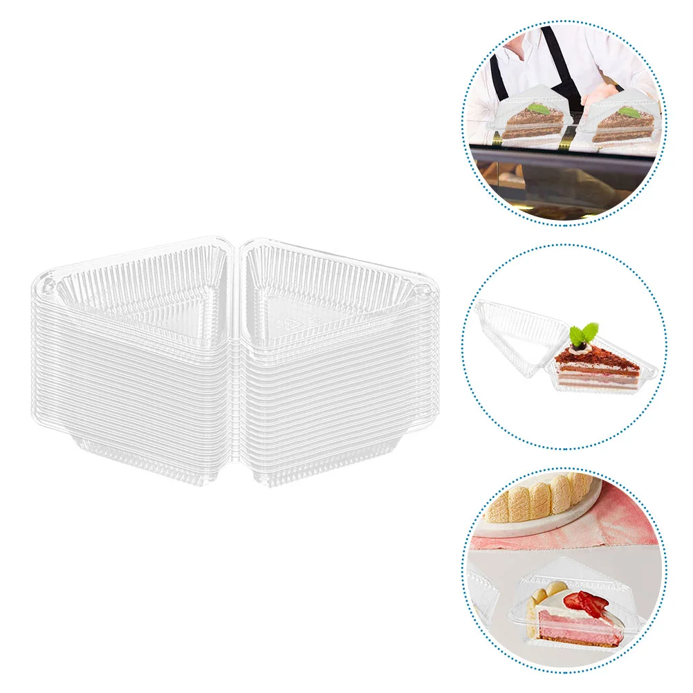 

50 Pcs Triangular Cake Box Boxes Storage Go Containers Lids Food Plastic Sliced Cheese Clear Small Packaging Sandwich