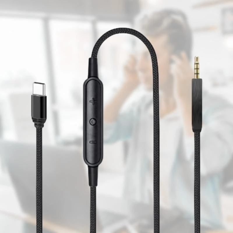Фото Качественный USB C до 2,5 мм кабель для наушников для QC25/QC35/QC35II/QC45/NC700/Y40/Y45/Y50 с встроенным микрофоном 150 см 150 №5