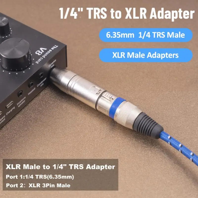

1/4" TRS To XLR Adapter, Balanced Quarter Inch 6.35mm Male To XLR Male Adapters Suitable For Microphone, Mixer,sound Card