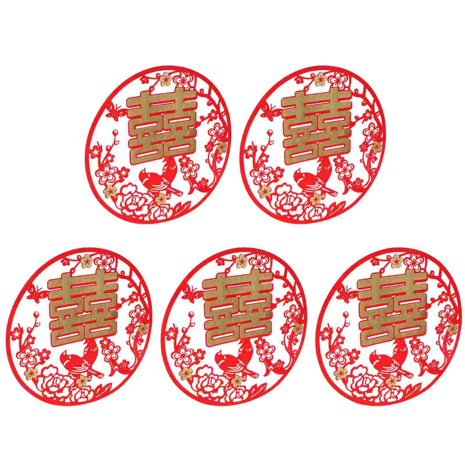 

Wedding Stickers Chinese Character Xi Paper Decals Cut Decoration Layout Decorations Bars Bedding Window Door Decal Cutting