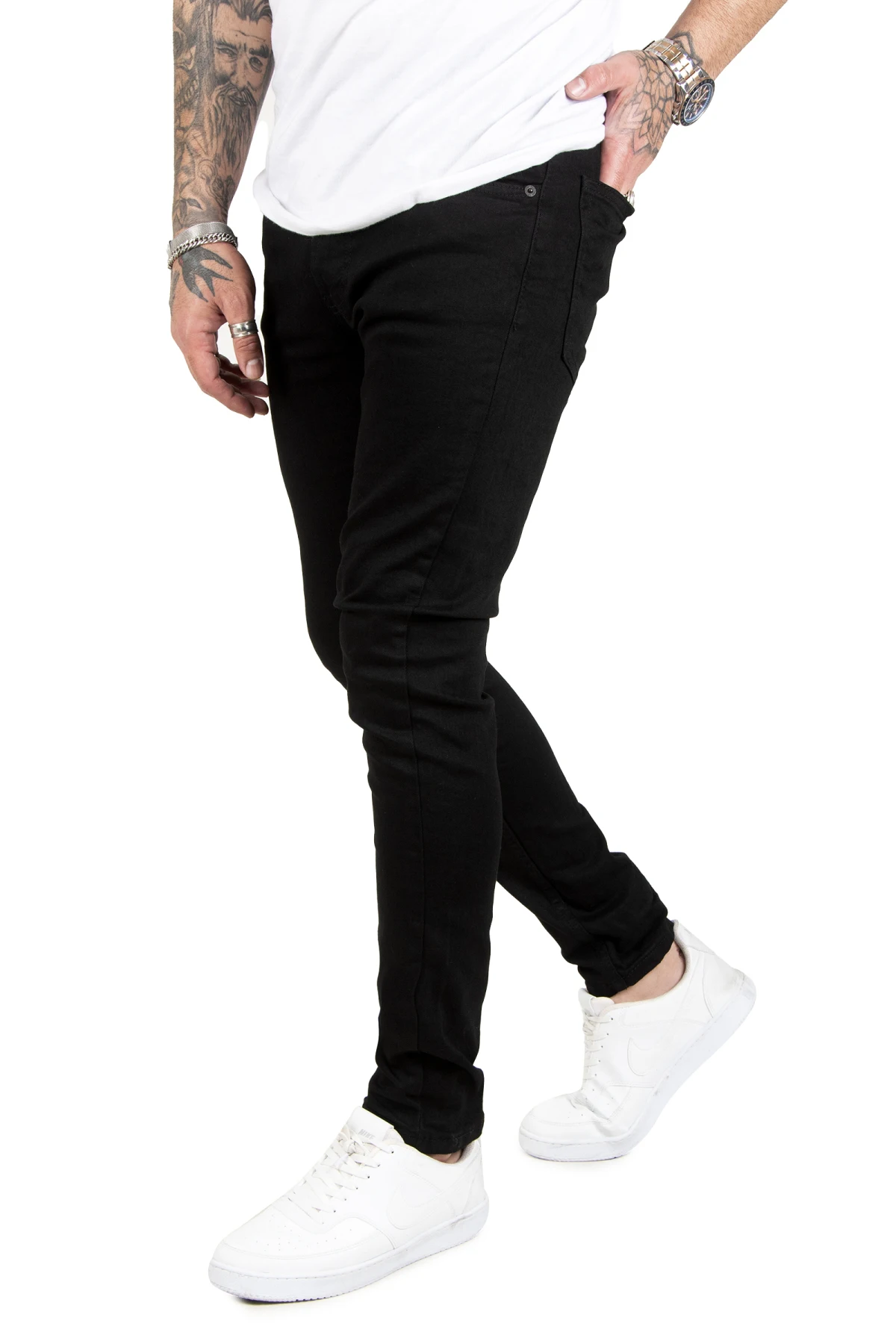 DeepSEA narrow cut lycra buttoned men jeans 1911964