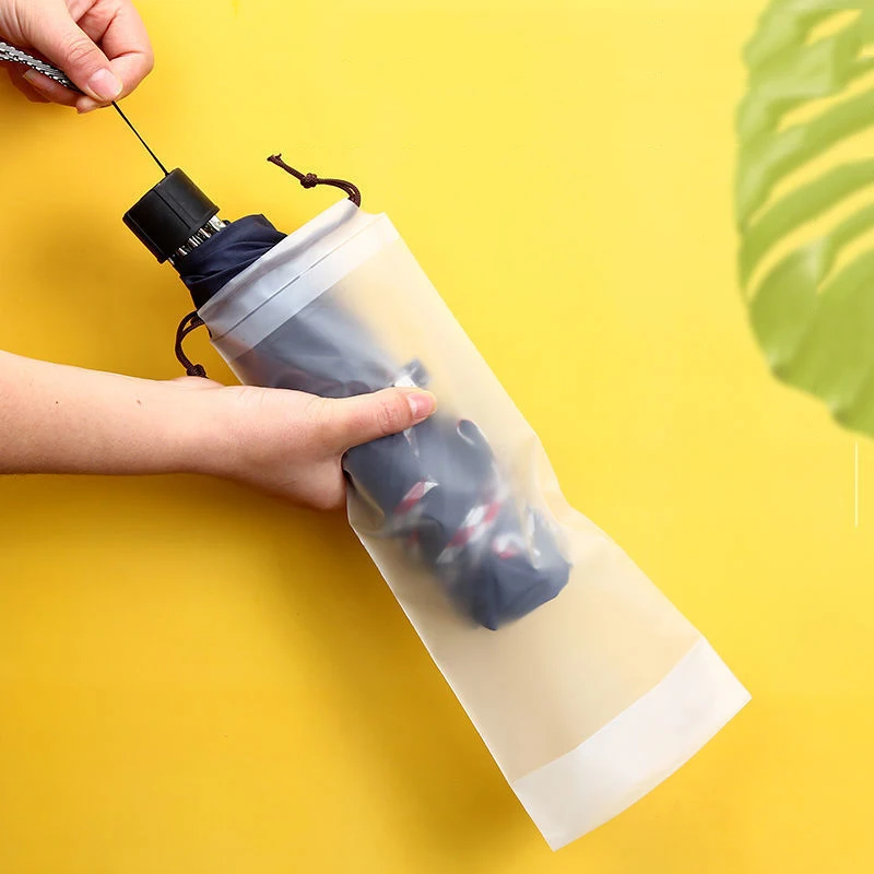 Матовая полупрозрачная пластиковая сумка для хранения зонтов, многоразовый портативный зонт на шнурке, чехол для хранения