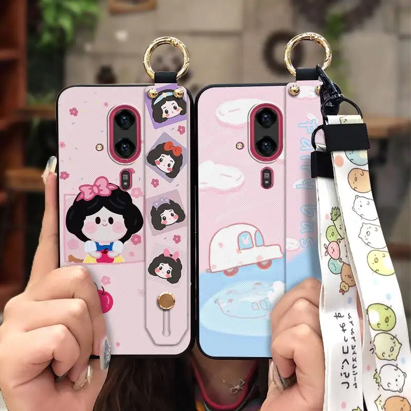 Чехол для телефона с мультяшным ремешком на запястье Fujitsu Arrows F-53E/Rakuraku