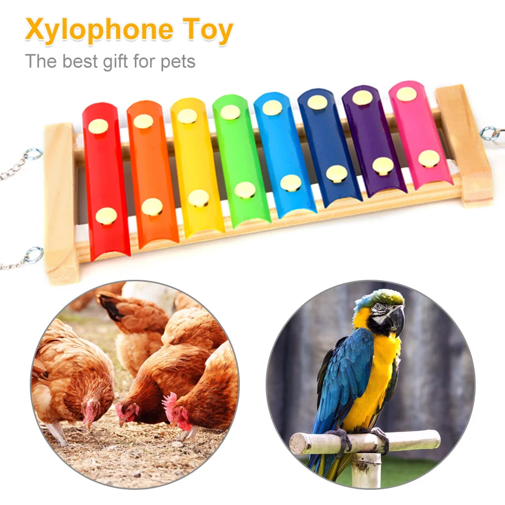 

Chicken Xylophone Musical Toys with 8 Keys Coop Woodpecker Toy Chicken Bird Parrot Macaw Hen Home Small Pets Supply
