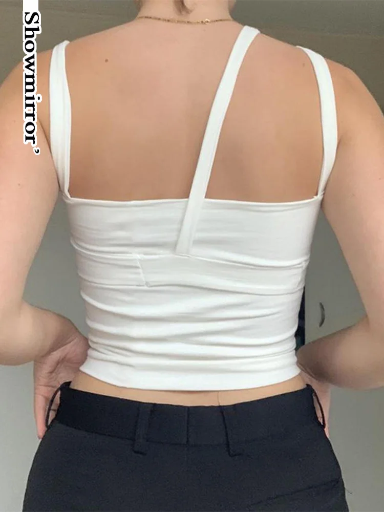 

Showmirror необычная Базовая кофта, комплект из 2 предметов, повседневный минималистичный сексуальный вырез, летний топ, женская тонкая одежда C