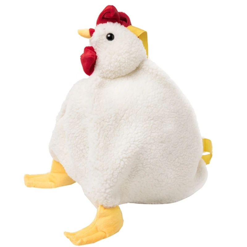 

Cute Rooster Shape Plush Shoulder Crossbody Bag Tote Satchel Purse Plush Handbag Cartoon Shoulder Bags Cream White Color