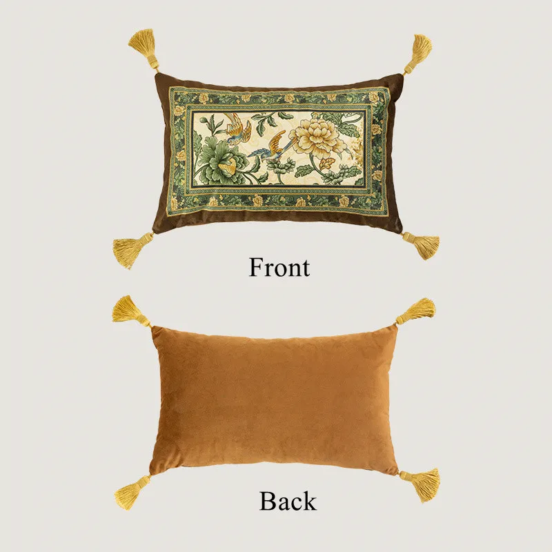 

Декоративный чехол для подушки Formaso, бархат, золотой, цветочный узор