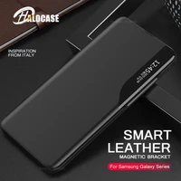 s22ultra case leather smart window view flip cover for samsung galaxy s20 s21 fe s22 ultra pro plus 5g magnetic book stand coque