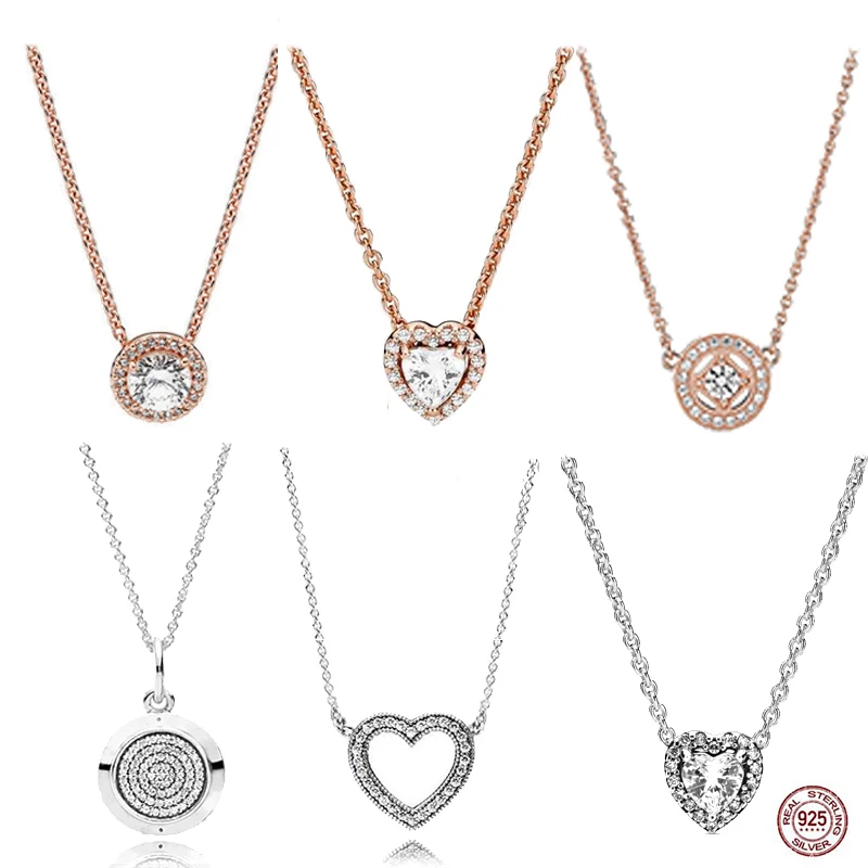 

Hot selling 925 Sterling Silver Fashion Exquisite Disc Heart shaped Necklace Fit Original Design Charm Beaded DIY Gift