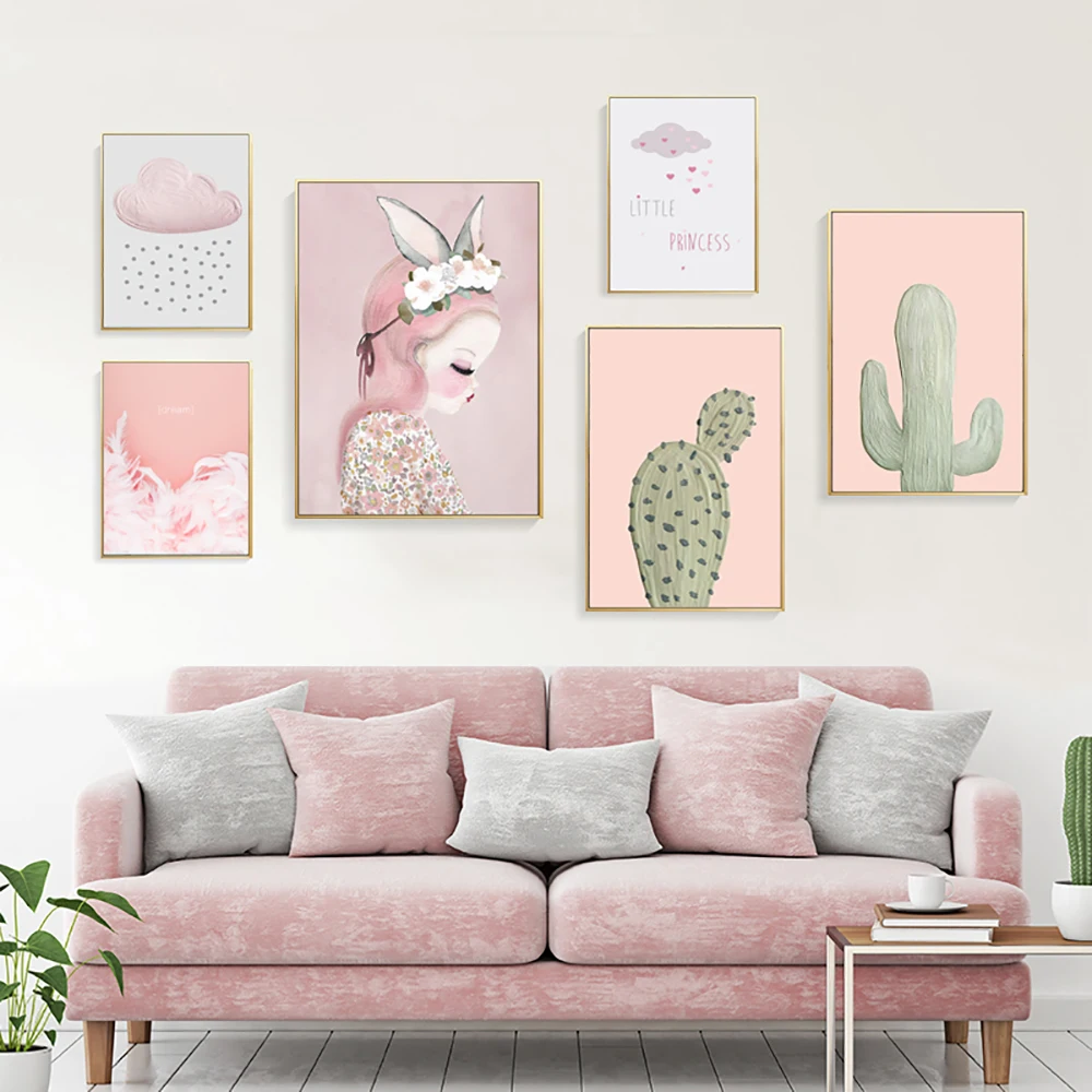 

Nordic Minimalist Cloud Painting Cactus Wall Art Print Poster Abstract Feather Canvas Paintings Girl Modern Picture Home Decor