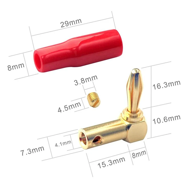 

Набор из 8 позолоченных 90 градусов прямоугольных вилок типа банан для громкоговорителя