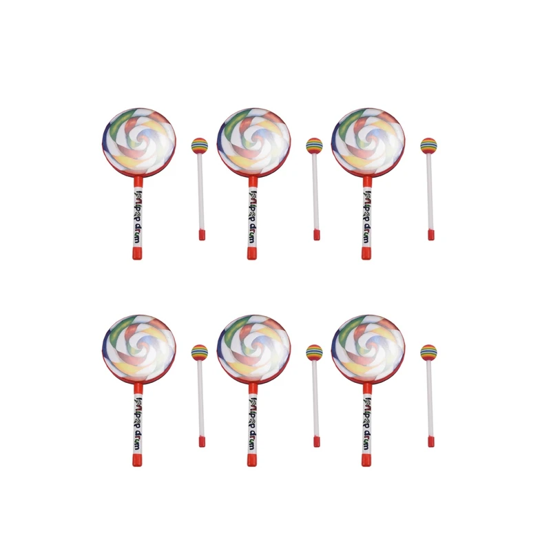 

6X Kids Percussion Lollipop Drum, 6Inch