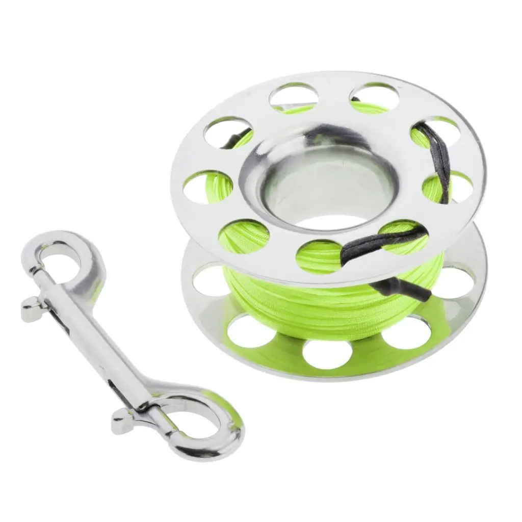 

30m/98ft Underwater Snorkeling Rope Hook Clip Finger Reel 30m Double End Hook Clip Scuba Water Spool Diving Line Accessories