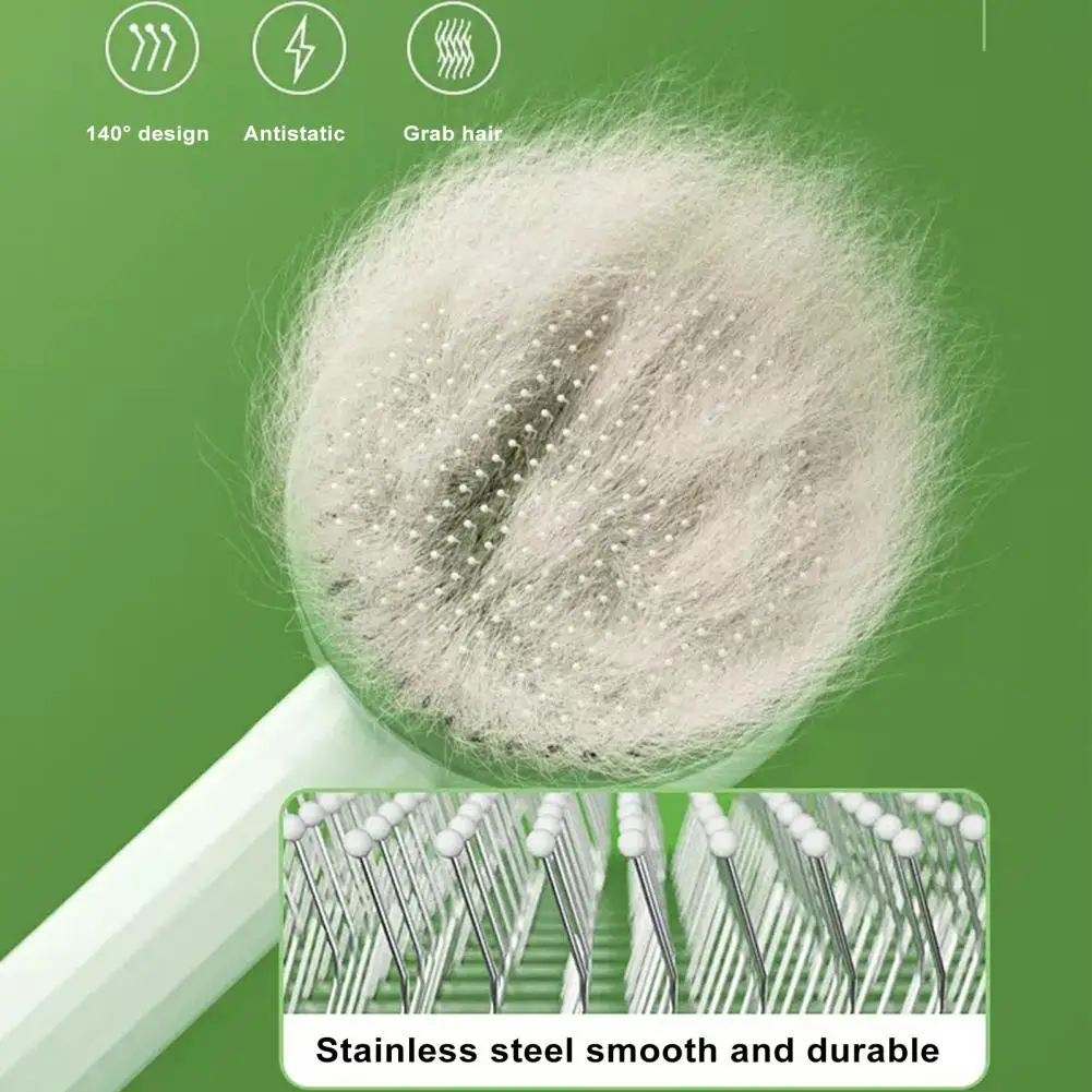 

Детская расческа для кошек, эффективный инструмент для груминга домашних животных, 2 в 1, самоочищающаяся щетка для кошек