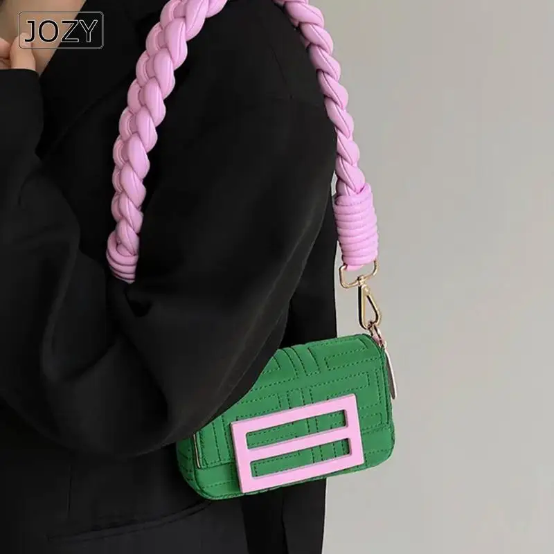 2023 High Quality Mobile phone bag chain strip mini small bag woven bag armpit bag Single Shoulder Messenger small square bag images - 6