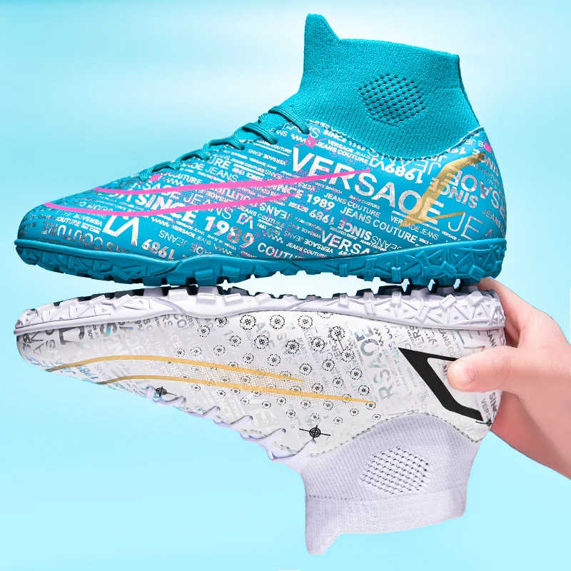 2023New Soccer Shoes Men Quality FG/TF Football Boots High Ankle Grass Cleats Training Match Sneakers Kids Non-slip Professional