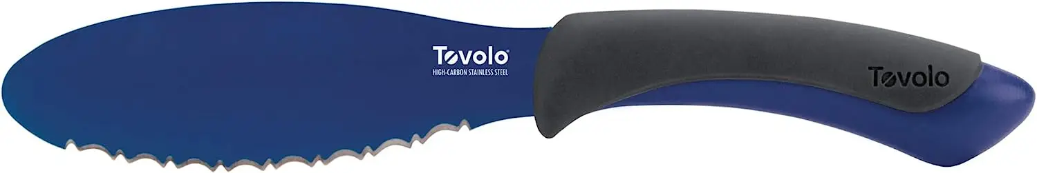 

14 cm slicer with comfortable handle, serrated kitchen knife for bagels, high carbon steel sharp blade, dishwasher washable and
