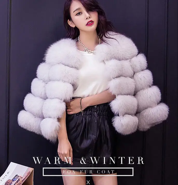 Women's Fur Jacket Short Horizontal Stitching Imitation Fur Fox Fur Coat Furry Coat Faux Fur Coat