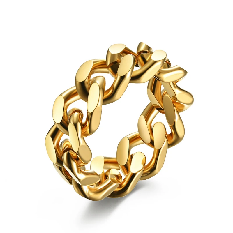 

Gold Silver Color Stainless Steel Chain Shape Rings for Women Men Vintage Gothic Chunky Hip Hop Ring Antique Jewelry Accessory