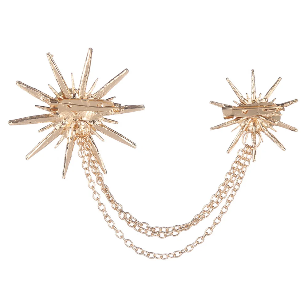 

Charming Star Brooch Crystal Rhinestone Studded Chic Brooch with Chain Tassel(Golden)