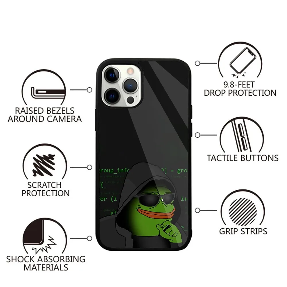 Забавный чехол для телефона P-Pepe Frog Sad iPhone 15 14 13 12 11 Plus Pro Max Mini Magsafe магнитная
